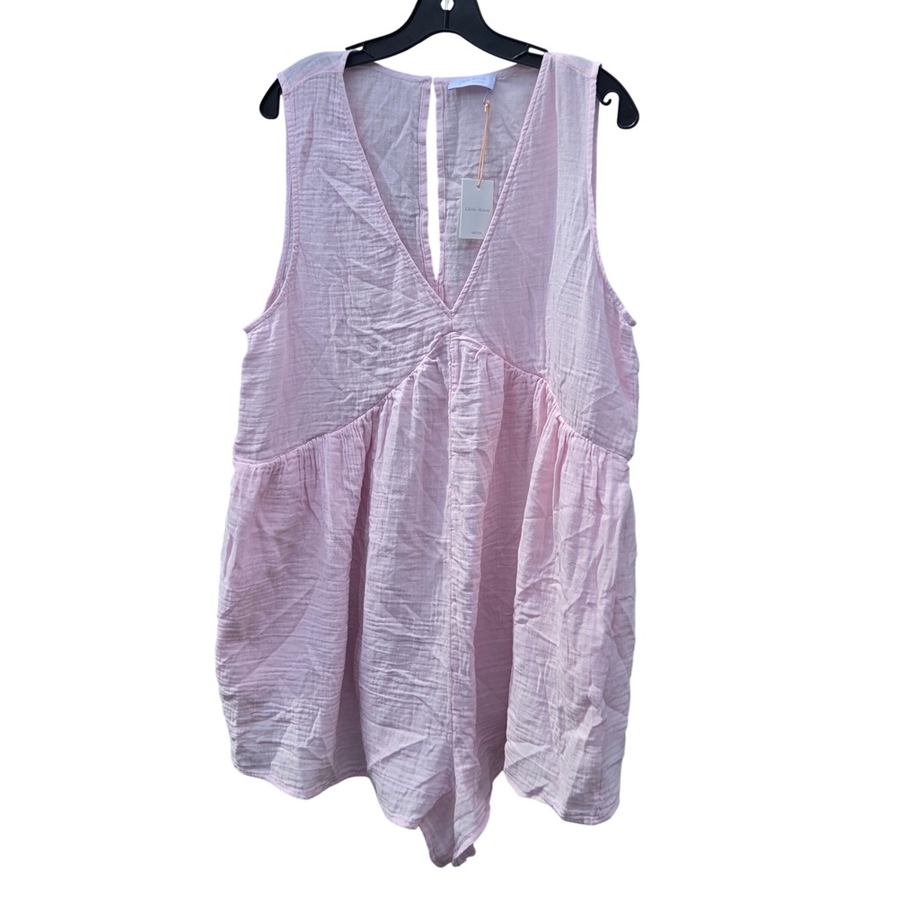 NEW Aritzia Little Moon Elysium Romper Pink Boho Cotton Babydoll Airy Large Easy